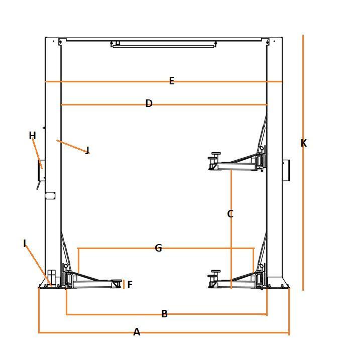 Daytona BR10-20H-33 10,000 lbs 2-Post Overhead Lift ALI Certified