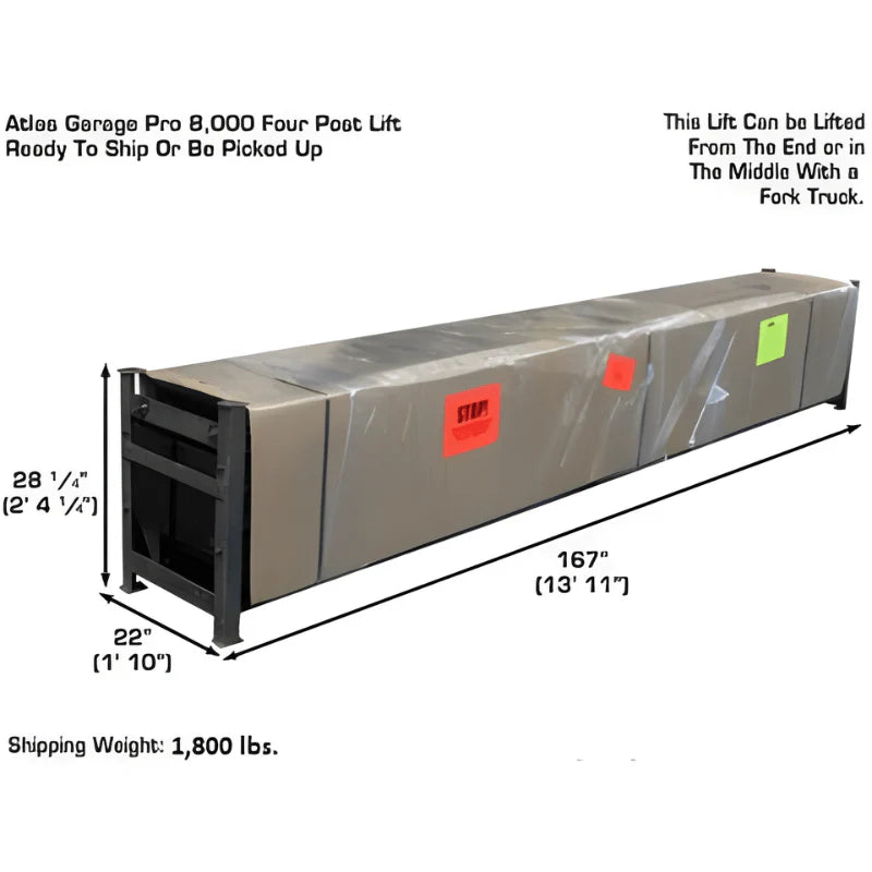 Atlas Automotive Pro8000, 8,000 lb 4 Post Vehicle Storage Lift