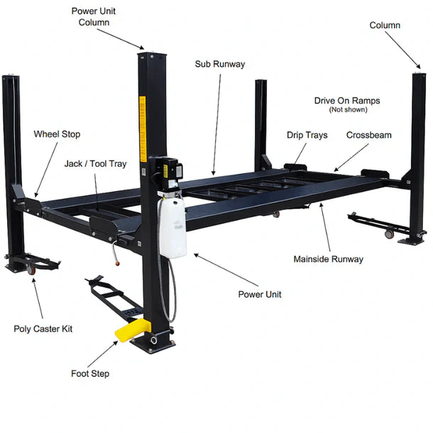 FP8K DX-XLT Tuxedo 8,000lb 4 Post Lift - Extra Long/Tall