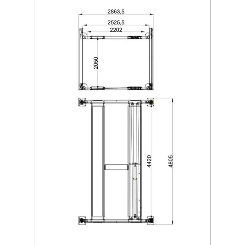 KATOOL KT-4H950 9,500lb 4 Post Lift - Heavy Duty W Casters
