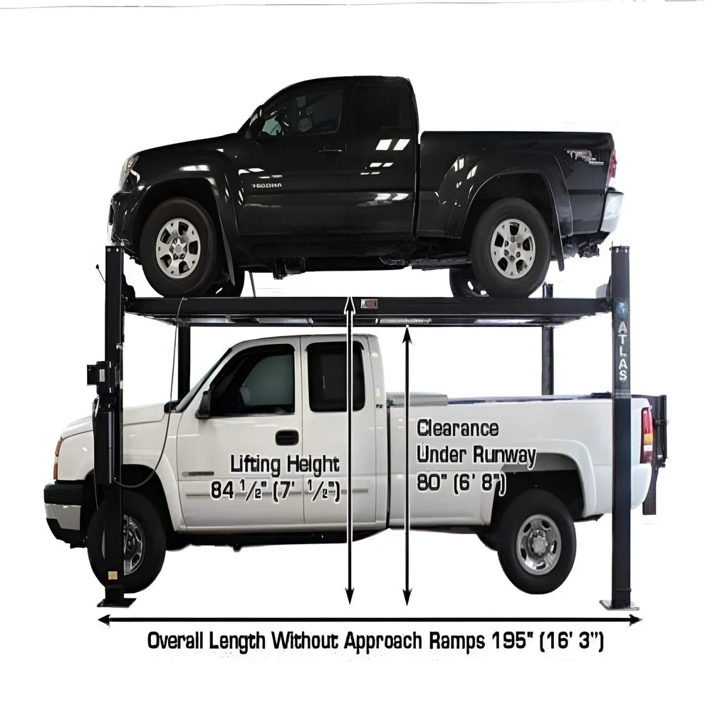 Atlas  PRO8000EXT-L  8,000lb Capacity 4 Post Vehicle Storage Lift - Extra Tall & Long