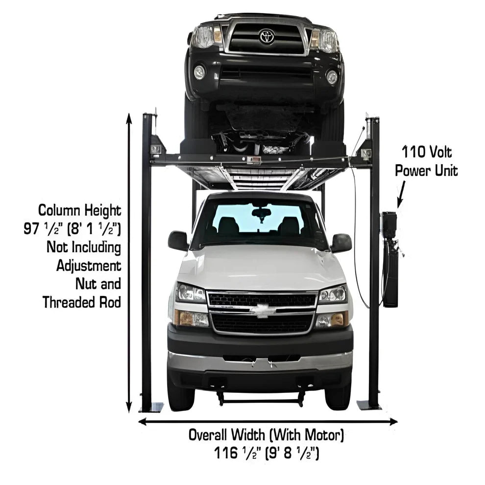 Atlas  PRO8000EXT-L  8,000lb Capacity 4 Post Vehicle Storage Lift - Extra Tall & Long