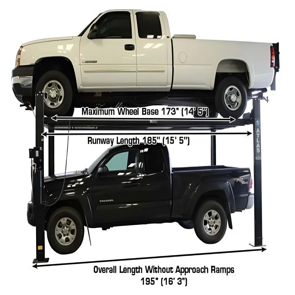 Atlas  PRO8000EXT-L  8,000lb Capacity 4 Post Vehicle Storage Lift - Extra Tall & Long