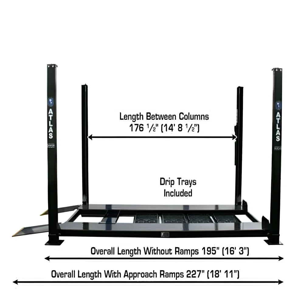 Atlas  PRO8000EXT-L  8,000lb Capacity 4 Post Vehicle Storage Lift - Extra Tall & Long