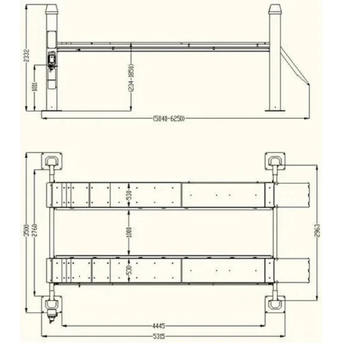 Katool KT-4H150 Heavy Duty 4-Post Alignment Lift 15,000lbs. Rolling Jack Included