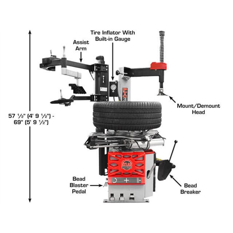 Atlas Equipment Platinum PTC300 Rim-Clamp Tire Changer with Assist Arm