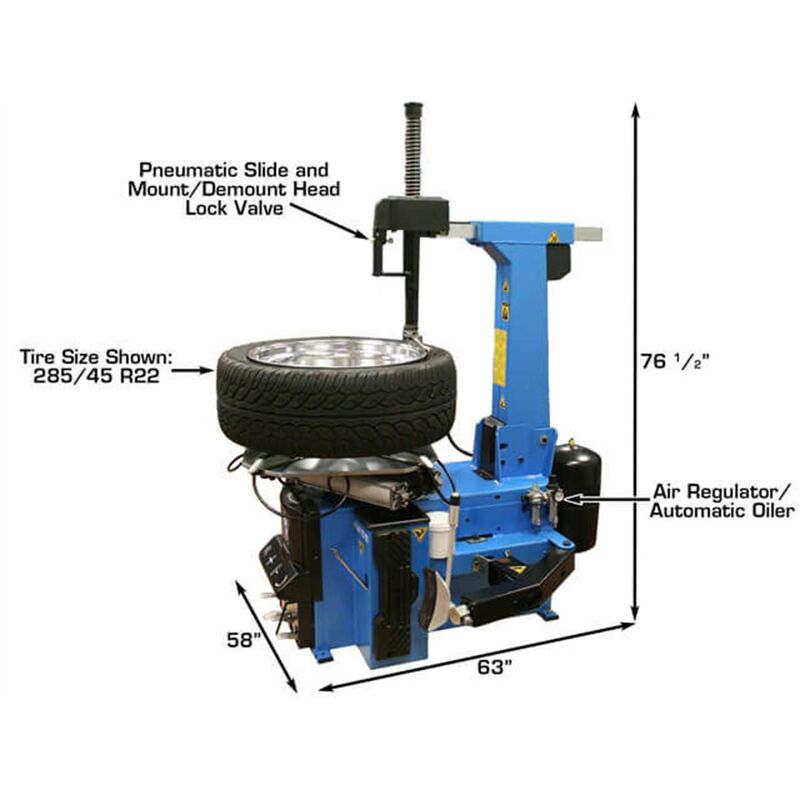 Atlas Automotive Equipment TC755 Tilt-Back Rim-Clamp Tire Changer with Beadblaster