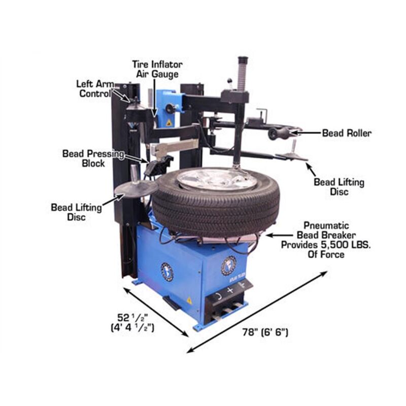 Atlas Automotive Equipment TC229DAA Rim-Clamp Tire Changer with Dual Assist Arms