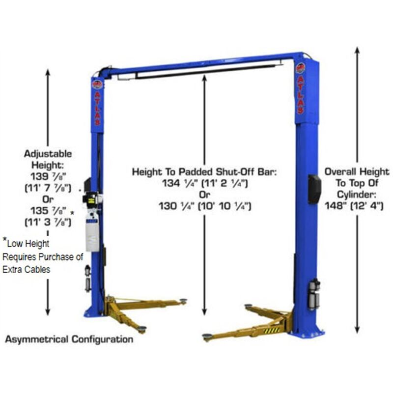 Atlas Equipment Platinum PVL10 ALI Certified 10,000 lb. Capacity 2-Post Lift
