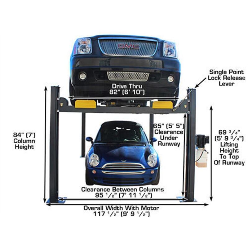 Atlas Automotive 408 SL 8,000lb 4 Post Vehicle Storage Lift - Super Deluxe