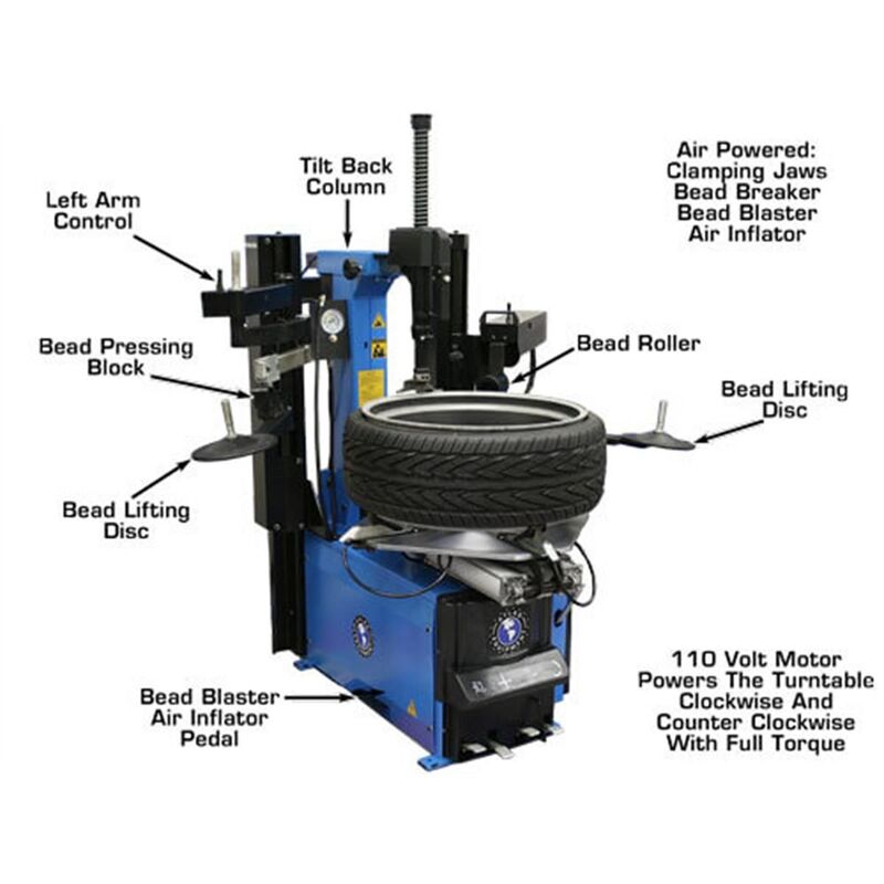Atlas Automotive Equipment TC755DAA Wheel Clamp Tire Changer with Dual Arm Assist
