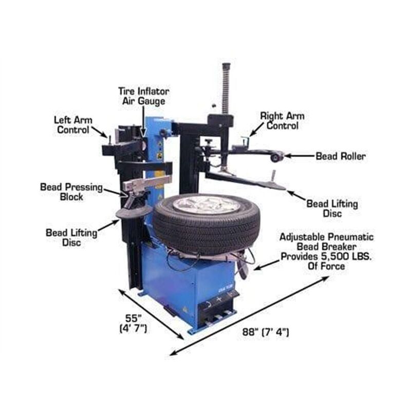 Atlas Automotive  TC289DAA Extra Large Rim-Clamp Tire Changer with Dual Arms