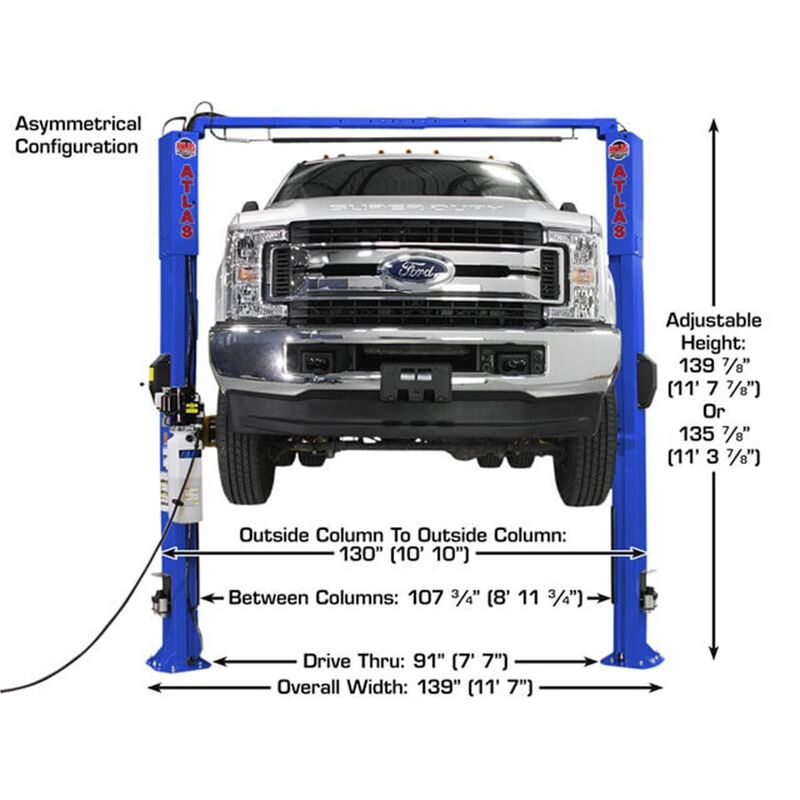 Atlas Equipment Platinum PVL10 ALI Certified 10,000 lb. Capacity 2-Post Lift