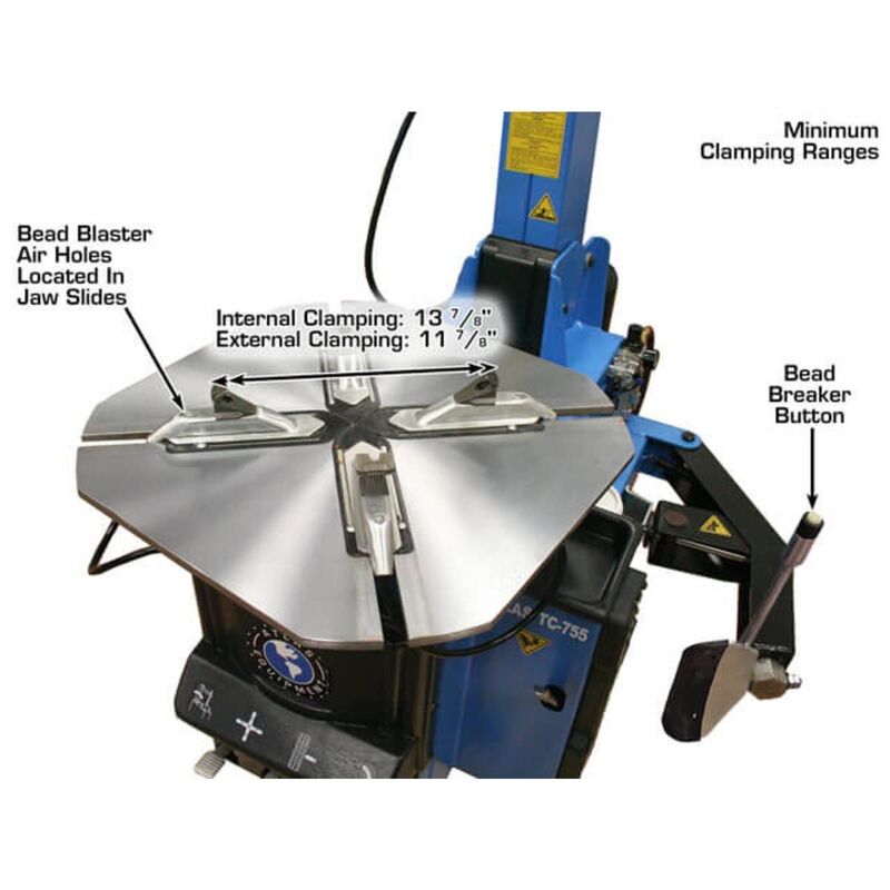 Atlas Automotive Equipment TC755 Tilt-Back Rim-Clamp Tire Changer with Beadblaster